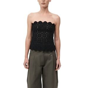 St. Agni Crochet Black Doily Top Size XS